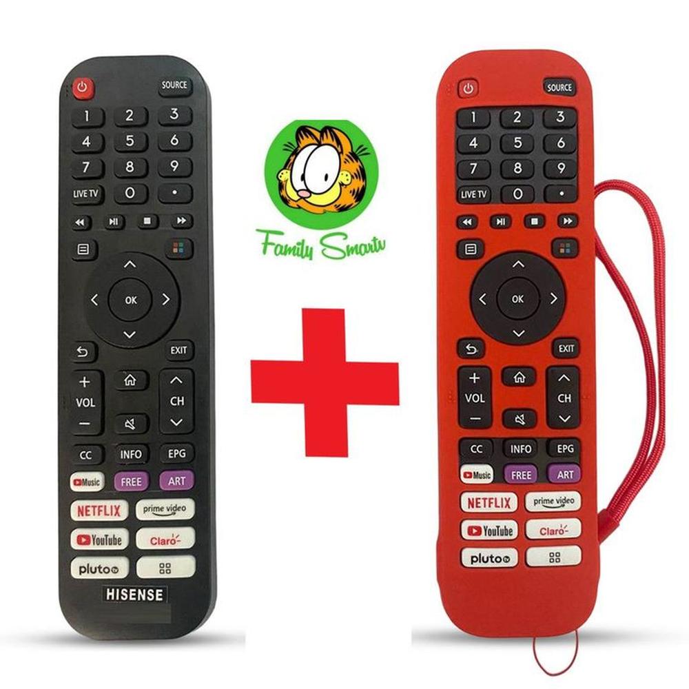 Control Remoto Hisense Smart Tv Pequeño + Funda Roja