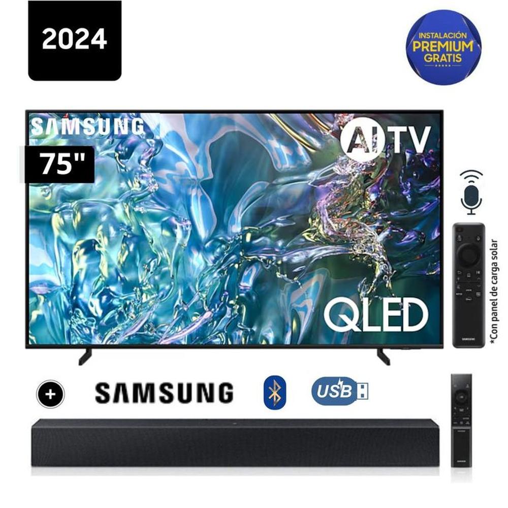 Televisor Samsung Smart TV 75 QLED 4K QN75Q60D + Soundbar HW-C400