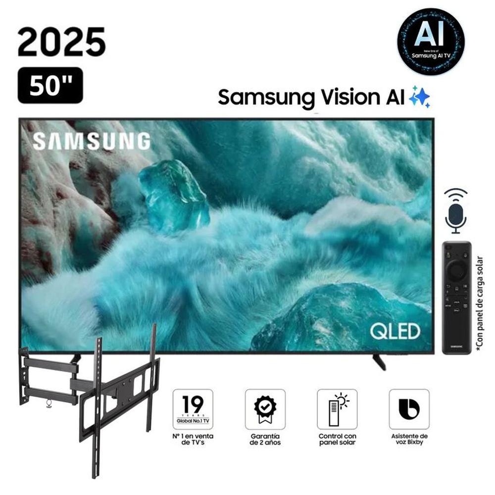 Televisor Samsung QLED 50"" Visión AI Smart TV QN50Q7FA + Rack Giratorio