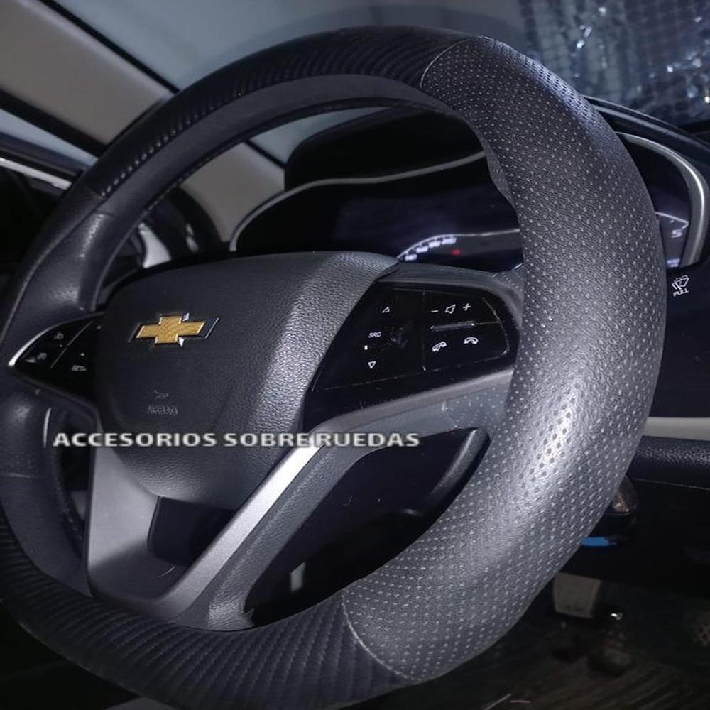 FUNDA DE TIMON DE CUERO TIPO D PARA CHEVROLET GROOVE - NEGRO