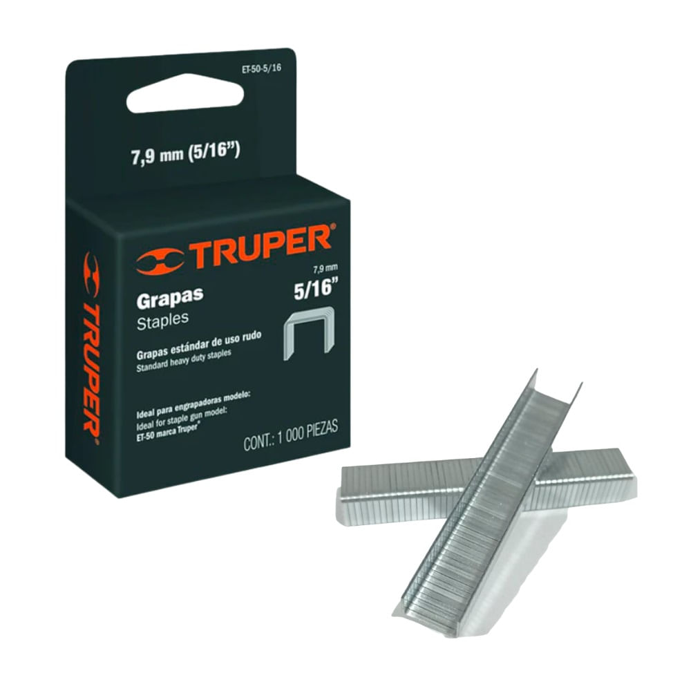 Grapas 5/16 Truper 7.9mm Et-50 Tapizar 1000pcs