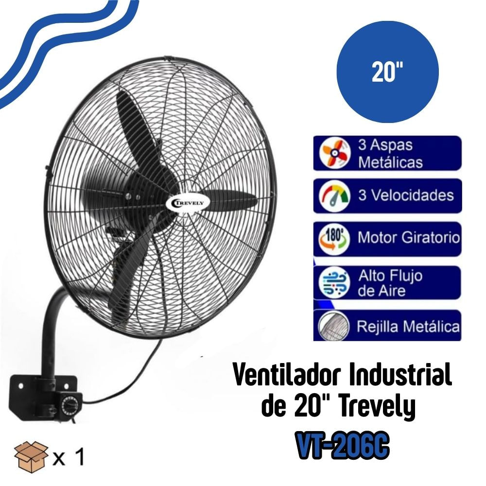 Ventilador Industrial Trevely de Pared de 20 Pulgadas