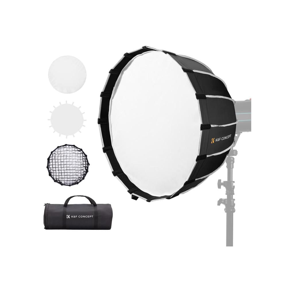 Sofbox parabólico + Grid - Armado Rápido K&F Concept - 120 cm