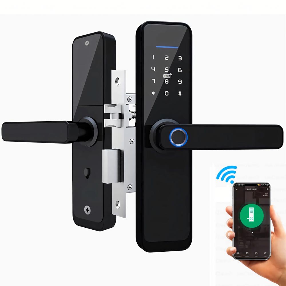 Cerradura Inteligente Smart Chapa Biometrica Digital Wifi Negro X9