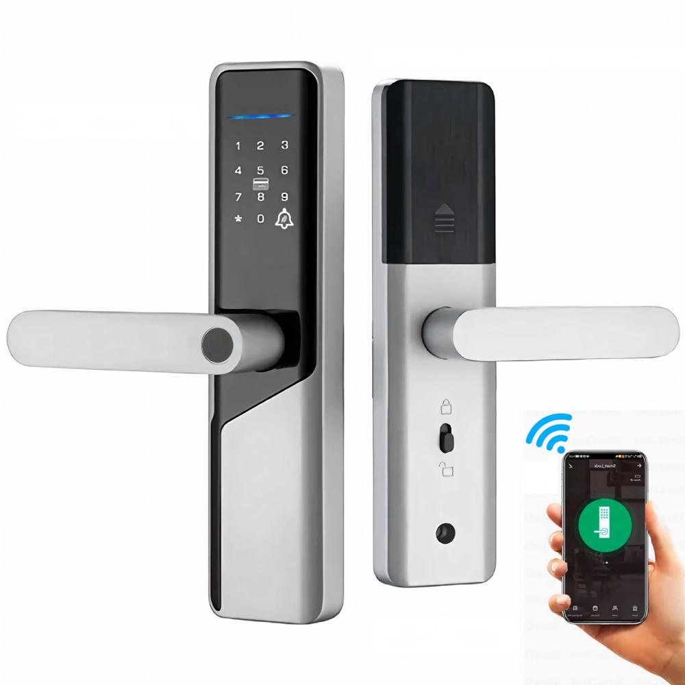 Cerradura Inteligente Smart Chapa Biometrica Digital Wifi Plata X12