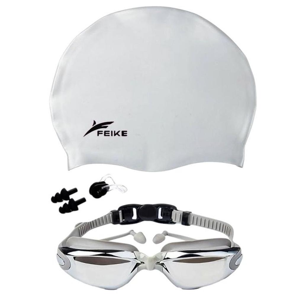 Lentes Natación Grises HD Protección UV y Gorro de Silicona Gris Lentes Natación Grises HD Protección UV y Gorro de Silicona Gris