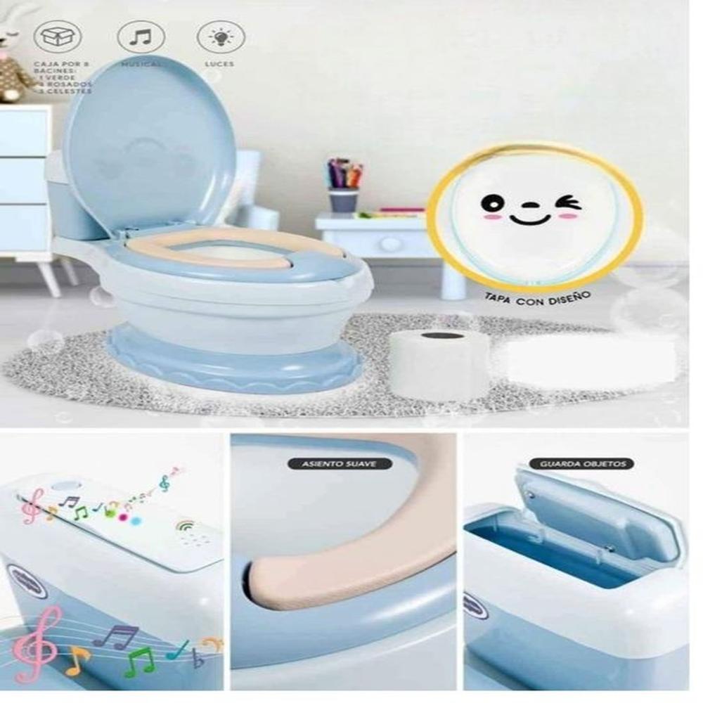 Inodoro Bacin de Entrenamiento Musical Color Celeste