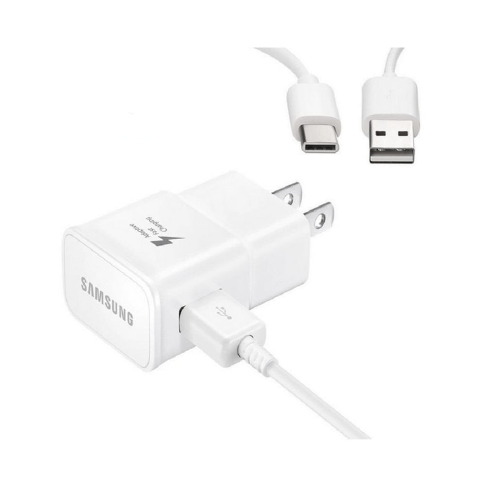 Cargador 15W carga rápida tipo C Cubo+Cable EU Plug S10 Blanco