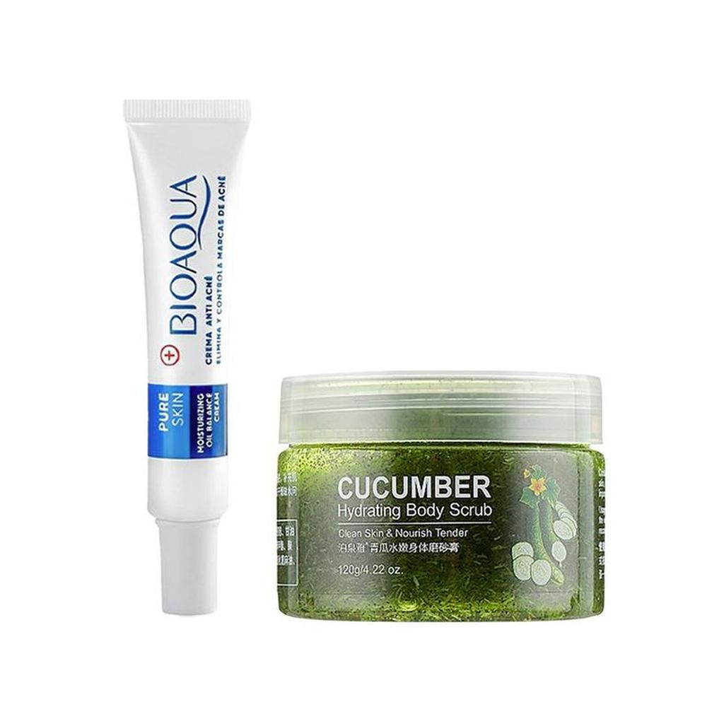 Crema Facial Eliminadora de Acné +Crema Hidratante de Pepino.