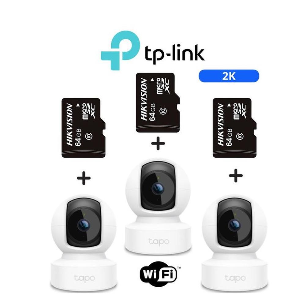 Kit de 3 Cámaras de seguridad Tapo C212 2K WiFiRJ45 + Micro SD 64GB - Tplink