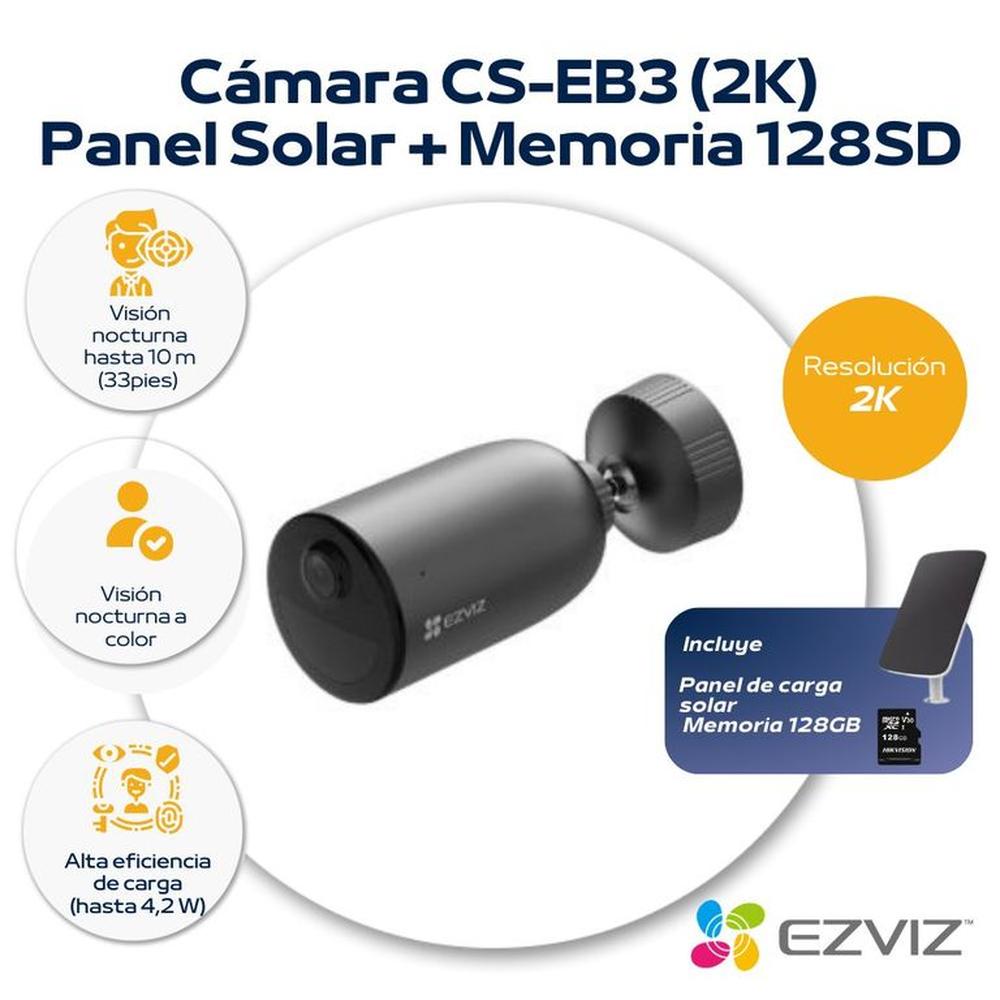 Cámara Inalámbrica para exterior 2k +  Panel de carga solar 128SD - Ezviz
