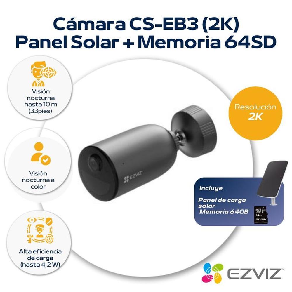 Cámara Inalámbrica para exterior 2k +  Panel de carga solar 64GB - Ezviz