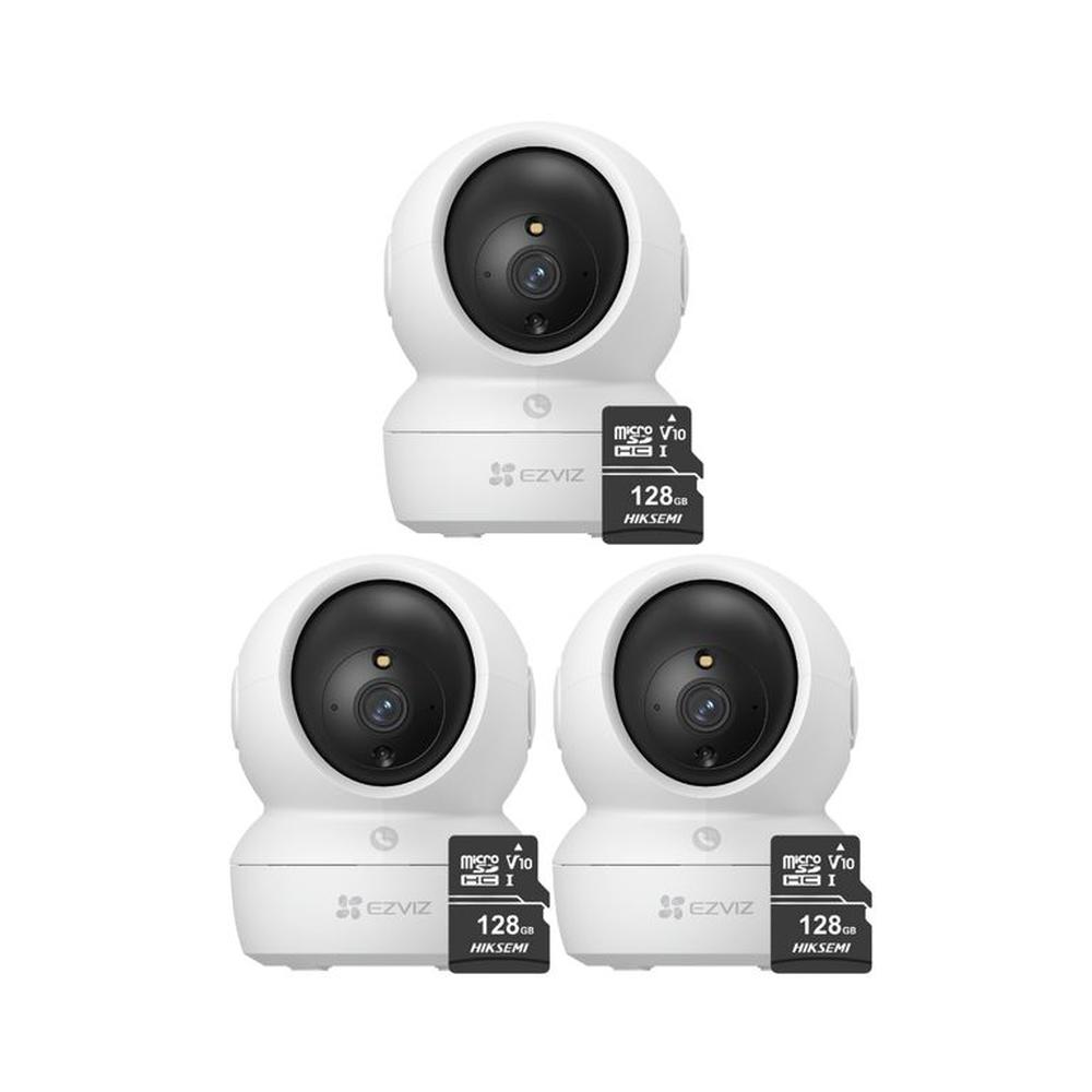 Kit de 3 cámaras seguridad full hd para interiores H6C-Pro-2MP + 128SD Ezviz
