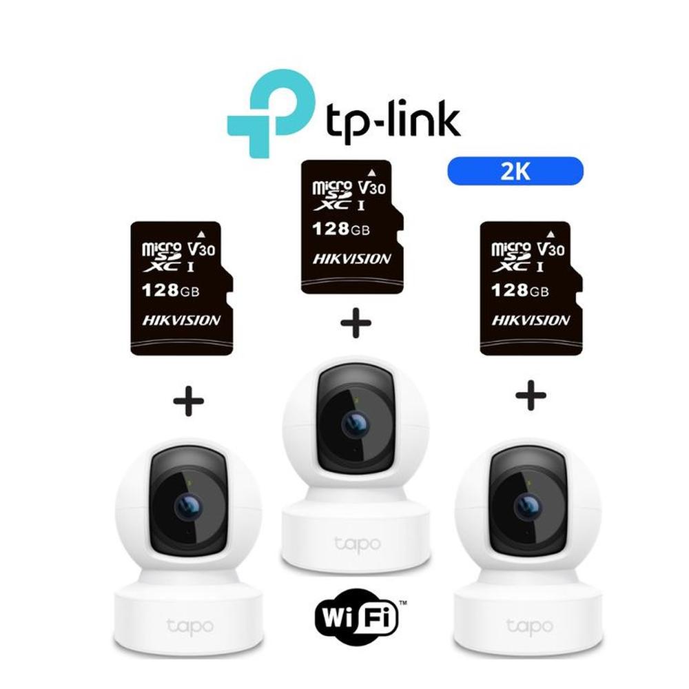 Kit de 3 Cámaras de seguridad Tapo C212 2K WiFiRJ45 + Micro SD 128GB - Tplink