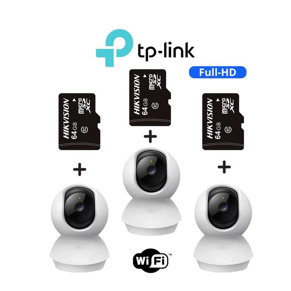 Kit 3 cámaras de seguridad Tapo-C200 con resolución 2MP + SD 64 GB - Tp-Link