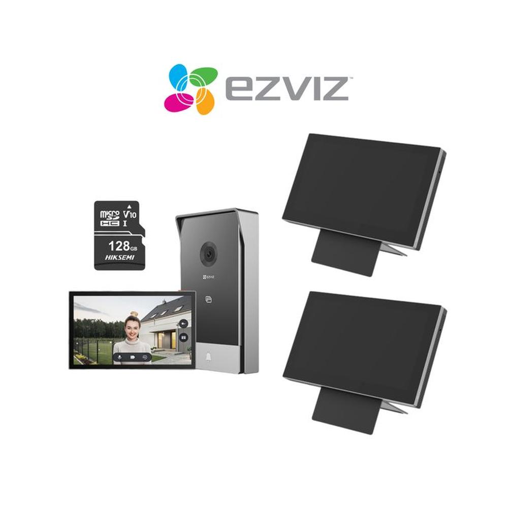 Videoportero doméstico HP72K + 2 Unid Monitor Táctil SD7 + Micro SD128gb - Ezviz