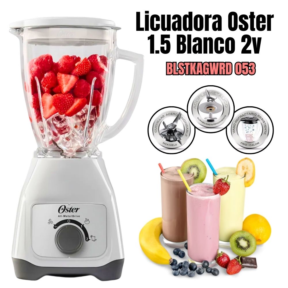 Licuadora Oster 1.5L de 550W Blanco BLSTKAG WRD 053