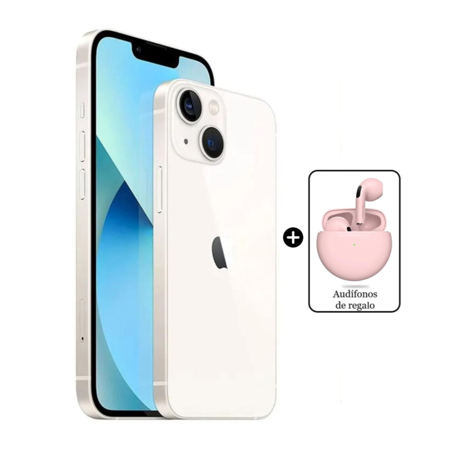 Apple iPhone 13 128GB - Blanco 5G + Audífono Rosado