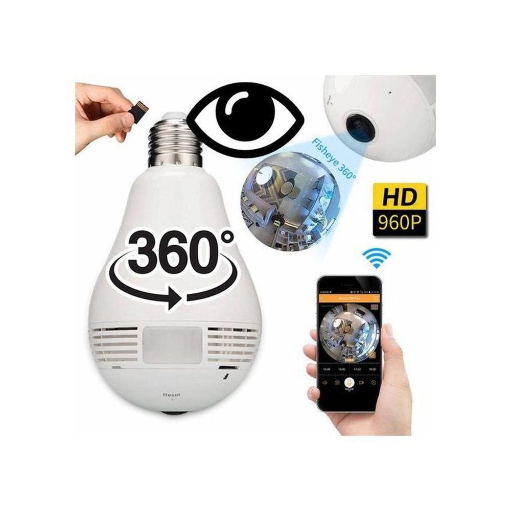 Camara ip wifi foco espia 360° camara seguridad wifi