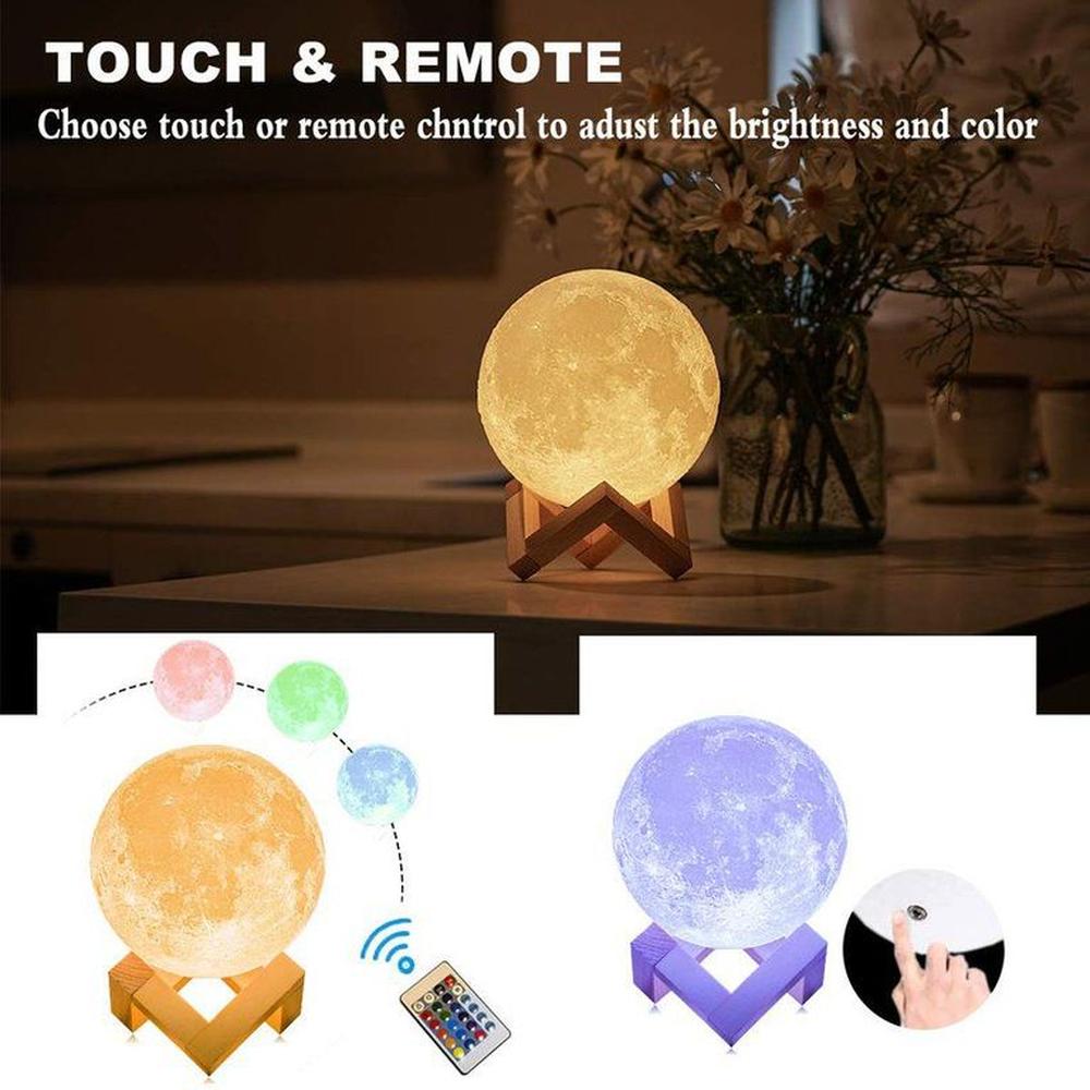 Lámpara luna 3d  control remoto recargable usb