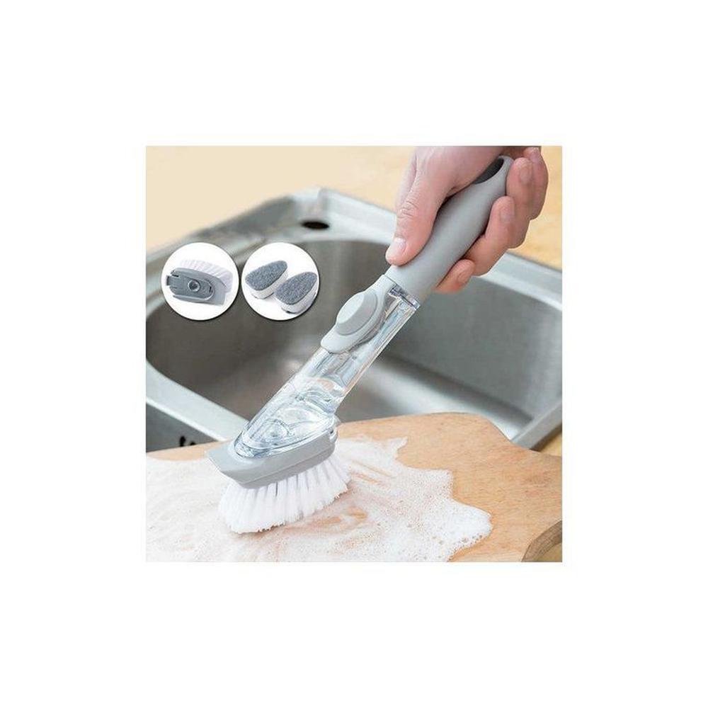 Cepillo para lavavajilla con dispensador + cabezal de esponja