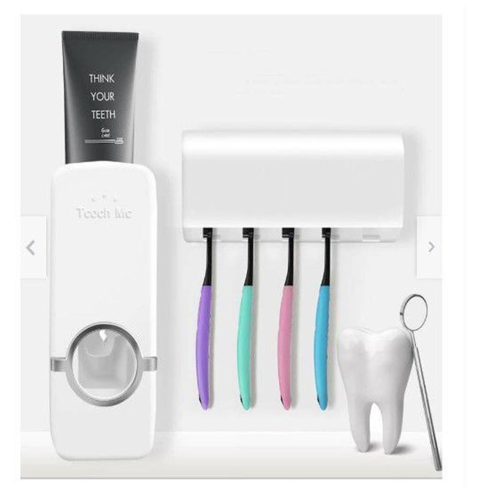 DISPENSADOR DE PASTA DENTAL PORTA CEPILLOS BAÑO ORGANIZADOR