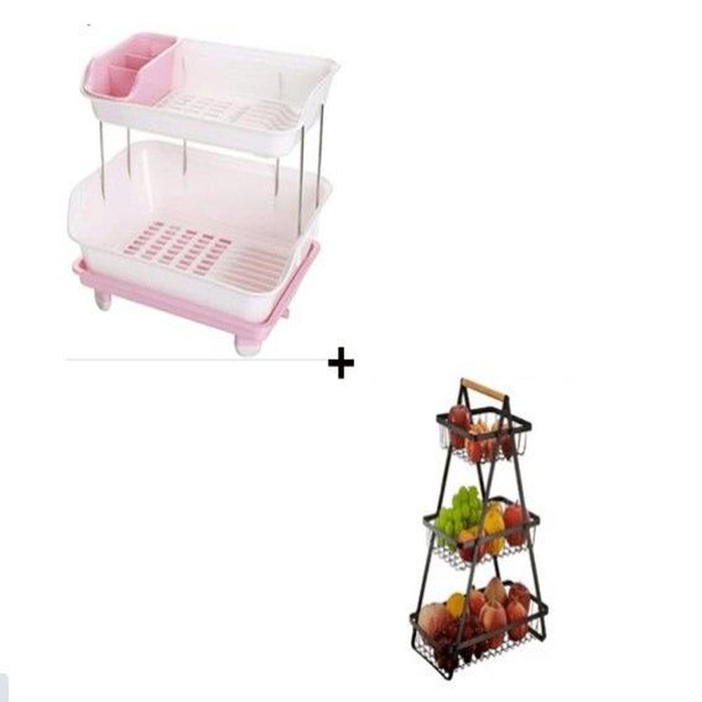 Escurridor  Platos 2 Niveles + Cesto de Frutas Triangular