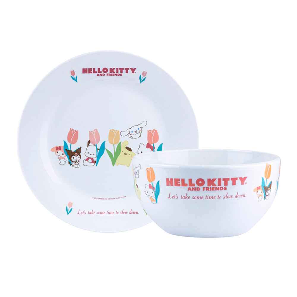 Vajilla Juvenil Ceramica 2Pz Hello Kitty Primavera Scool