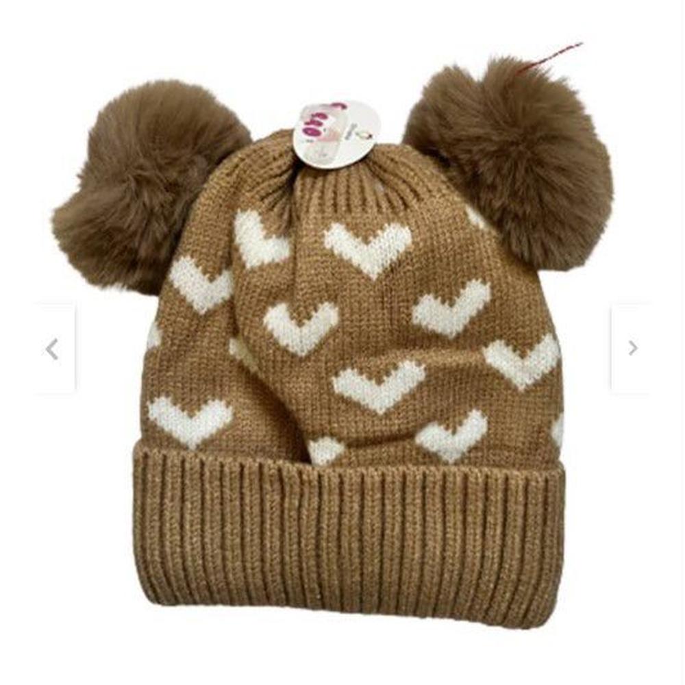 Gorro Invierno Infantil De Lana Diseño Corazones Unisex
