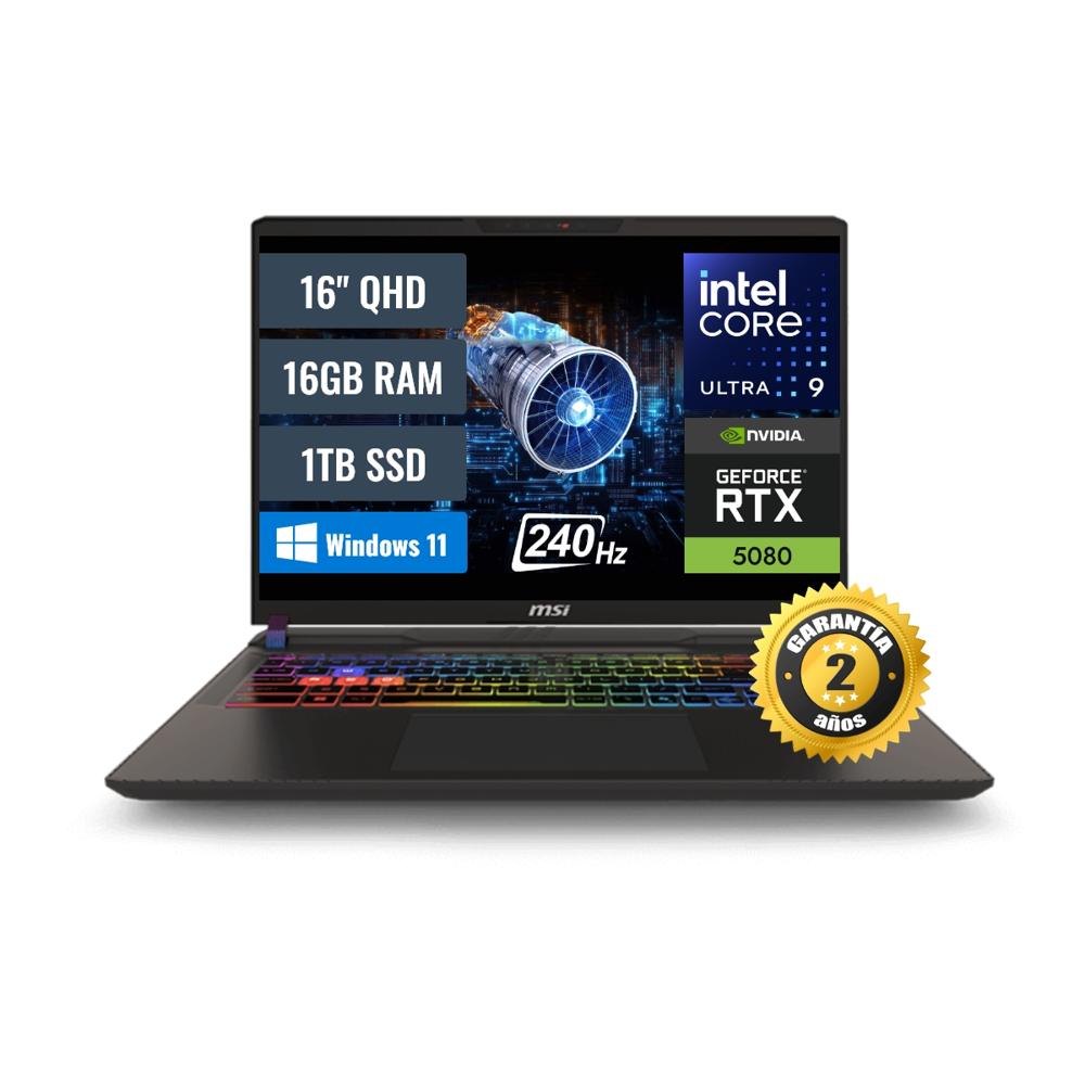 Laptop MSI Vector 16 HX A2XWIG Intel Core Ultra 9 16GB RAM 1TB SSD 16GB RTX 5080 16 QHD 9S715M352084