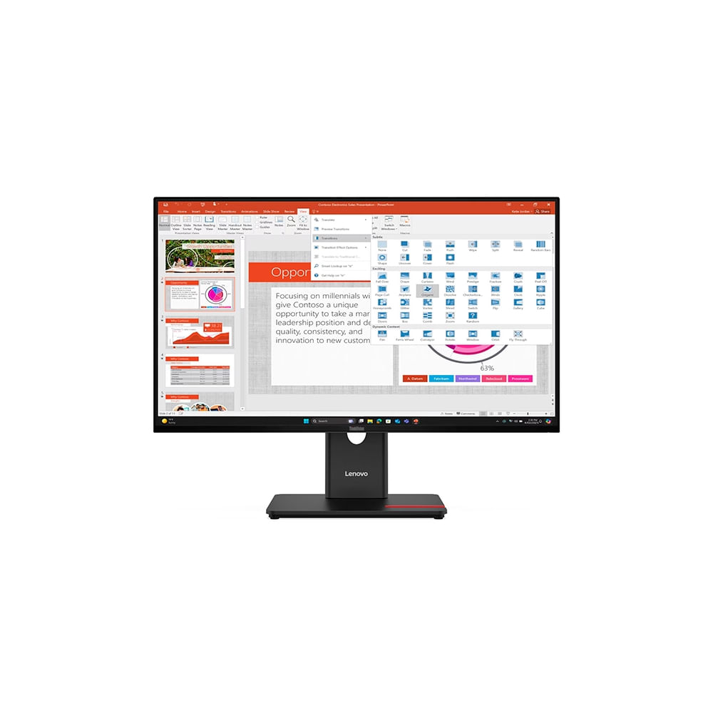 Monitor Lenovo ThinkVision T27-40 de 27"" FHD IPS con múltiples conectores HDMI, DP y USB-C