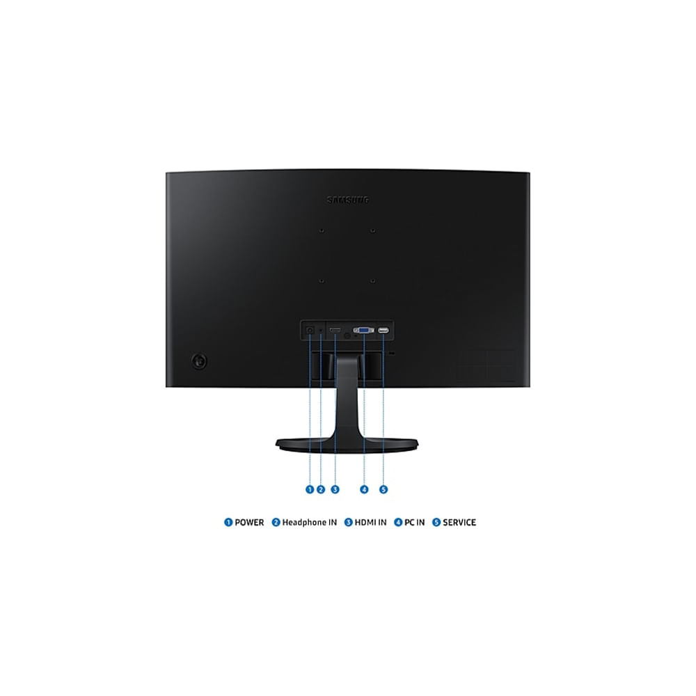 Monitor curva Samsung 24"" Full HD S24D360GAL, 100Hz, 4ms, HDMI y VGA, color negro, ideal para gamin