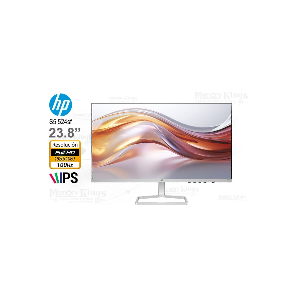 Monitor HP 23.8"" serie 5 524sf, pantalla IPS FHD, 100Hz, ideal para trabajo y entretenimiento