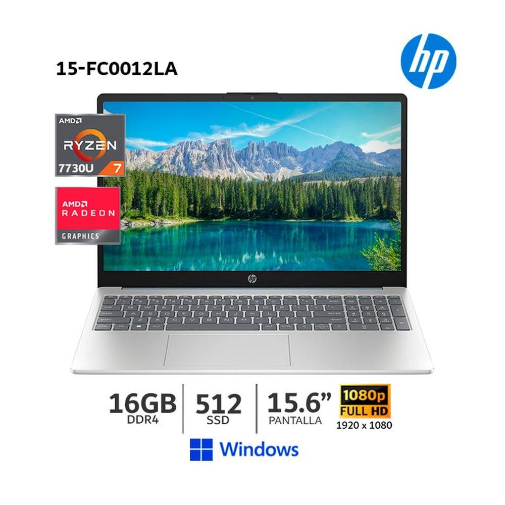 Laptop HP 15-FC0012LA AMD Ryzen 7 7730U 16Gb Ram/ 512Gb SSD/ 15.6”FHD/Radeon Graphics/ 802N1LA