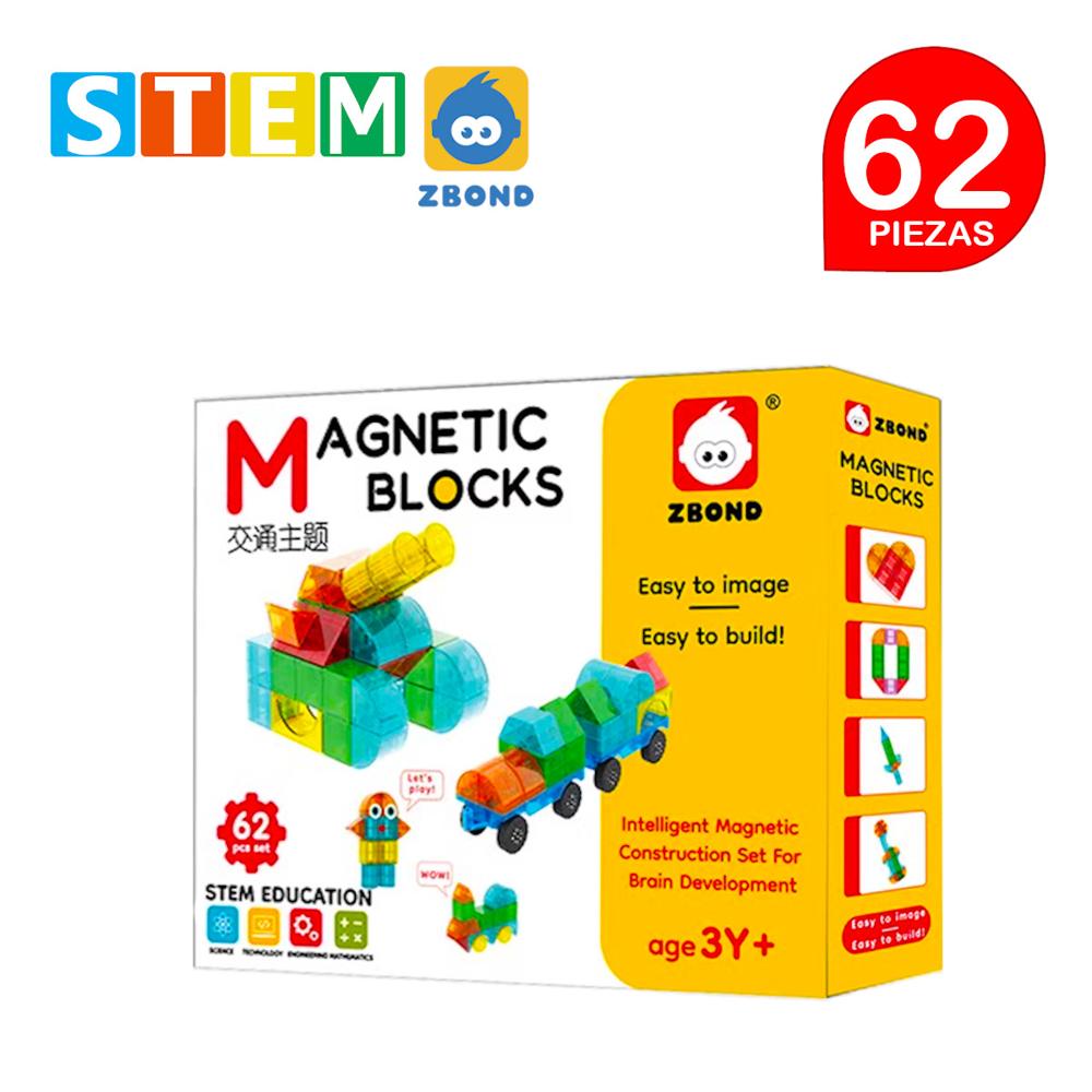 Bloques Magnéticos 3D Didácticos STEM ZBOND Caja 62 Piezas