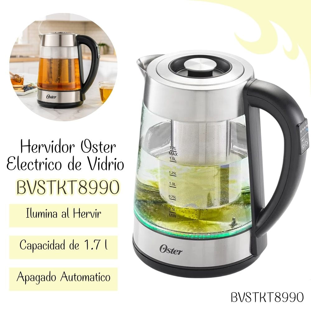 Hervidor Oster Eléctrico de Vidrio BVSTKT8990 - AceroNegro