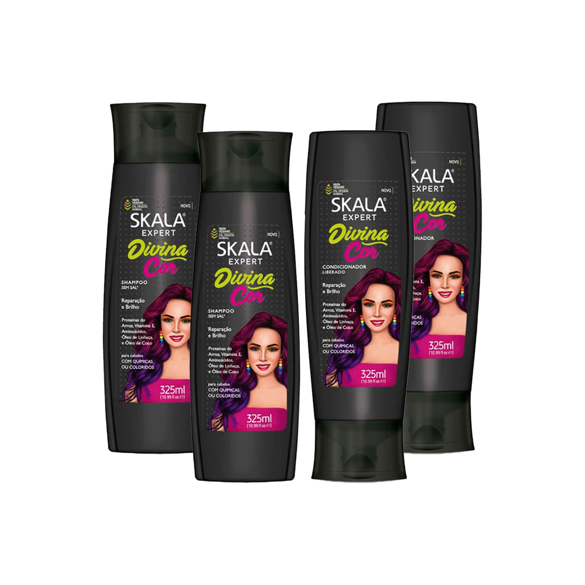 Shampoo 325Ml + Acondicionador Divina Cor X 325Ml - Skala 2 Pack