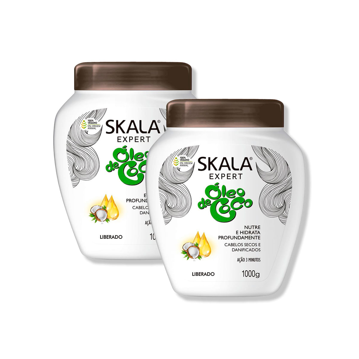 Crema Tratamiento Capilar Óleo De Coco 1000G - Skala Expert 2 Unid