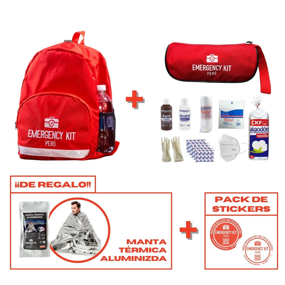 Mochila de emergencia con botiquín de primeros auxilios
