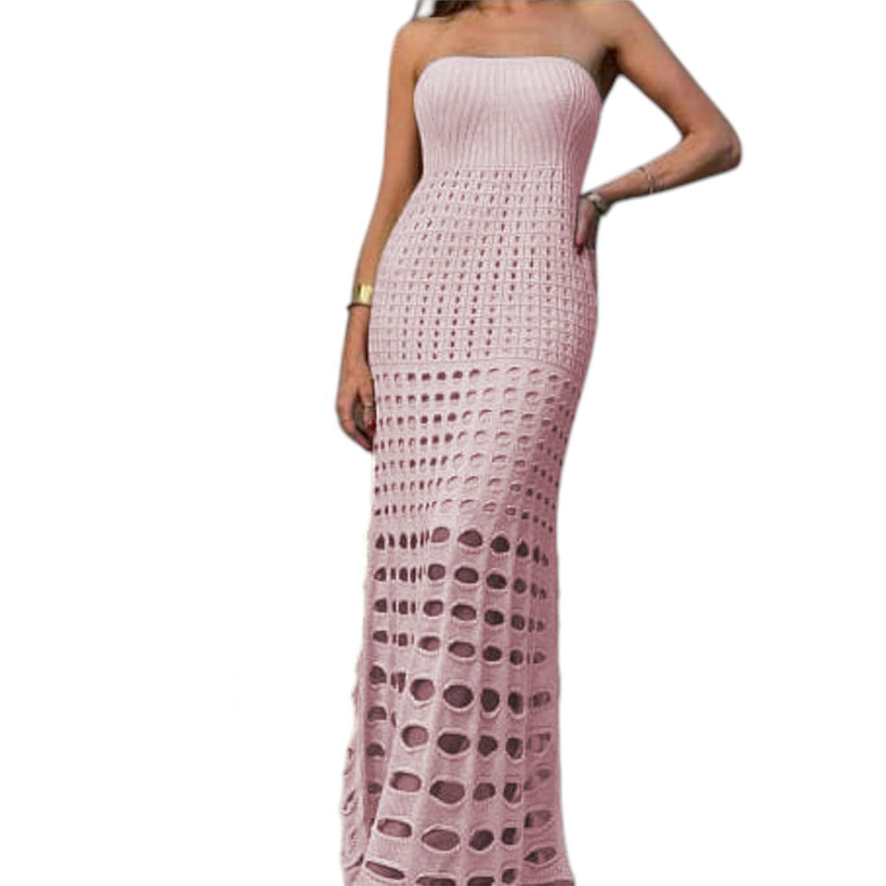 Vestido Mujer Hilo Maxi Bombas G359-35 Color Rosa