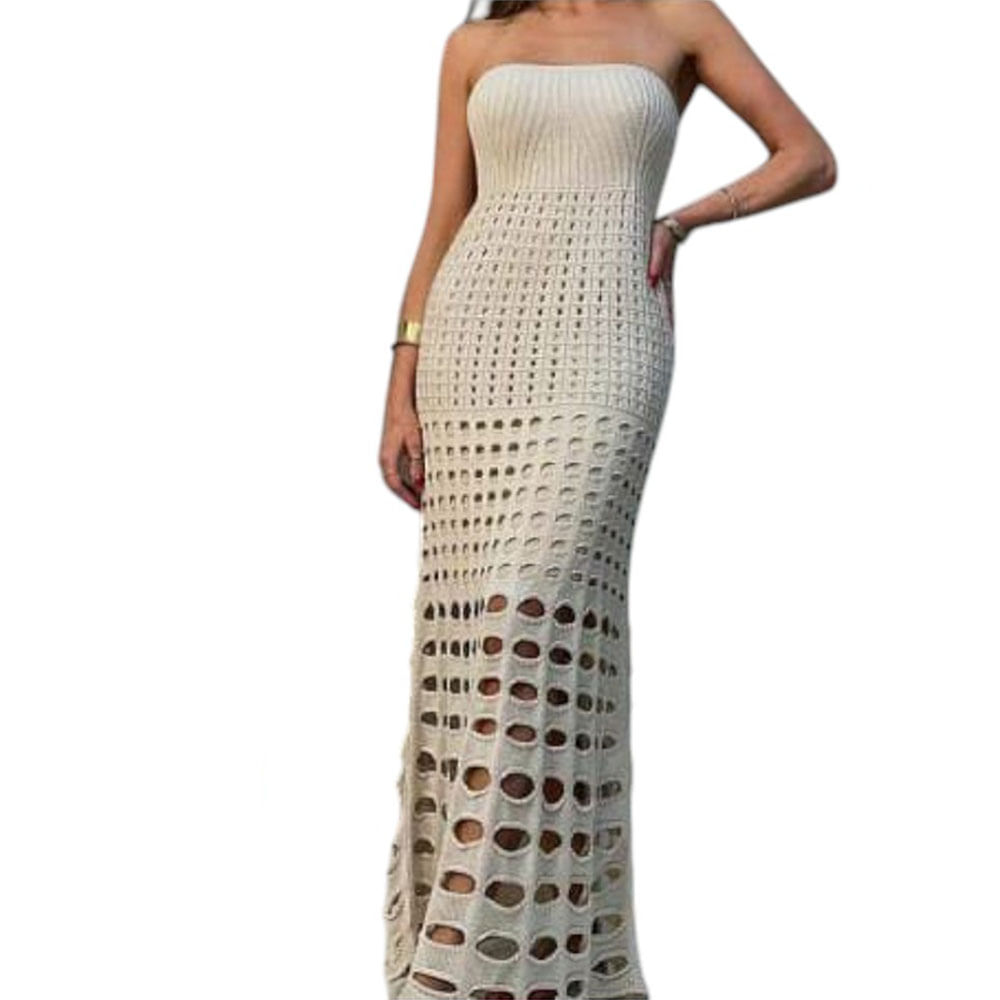 Vestido Mujer Hilo Maxi Bombas G359-35 Color Beige
