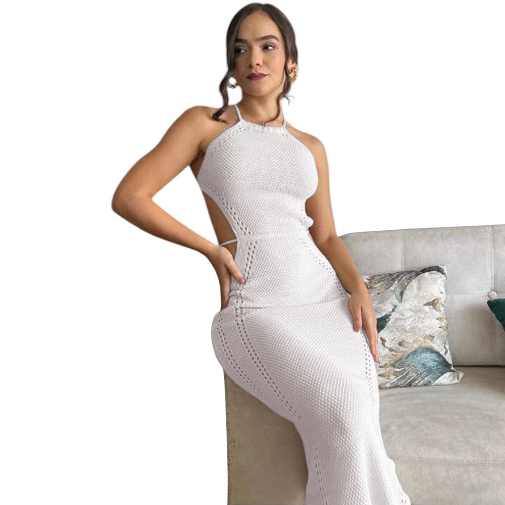 Vestido Mujer Hilo Maxi 127G Bra-25 Color Hueso