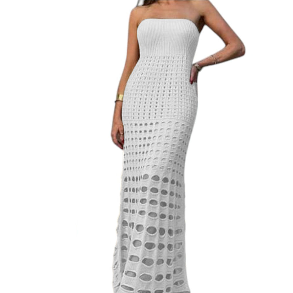 Vestido Mujer Hilo Maxi Bombas G359-35 Color Perla