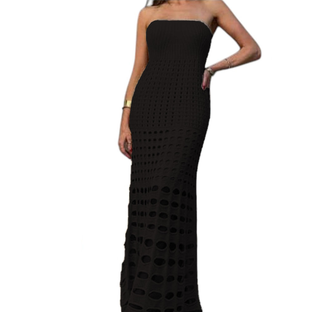 Vestido Mujer Hilo Maxi Bombas G359-35 Color Negro