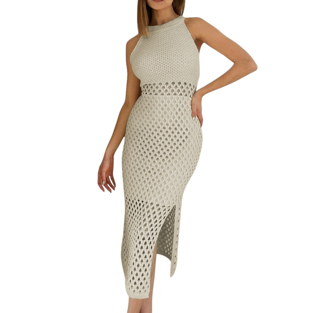 Vestido Minifalda De Tela Por Dentro Material Hilo Tacto 247 Mill-28 Color Crudo