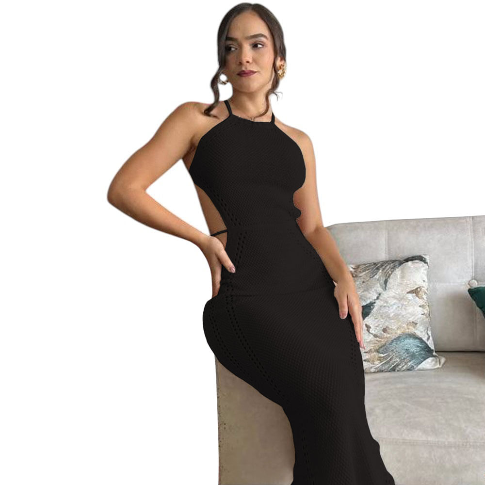 Vestido Mujer Hilo Maxi 127G Bra-25 Color Negro