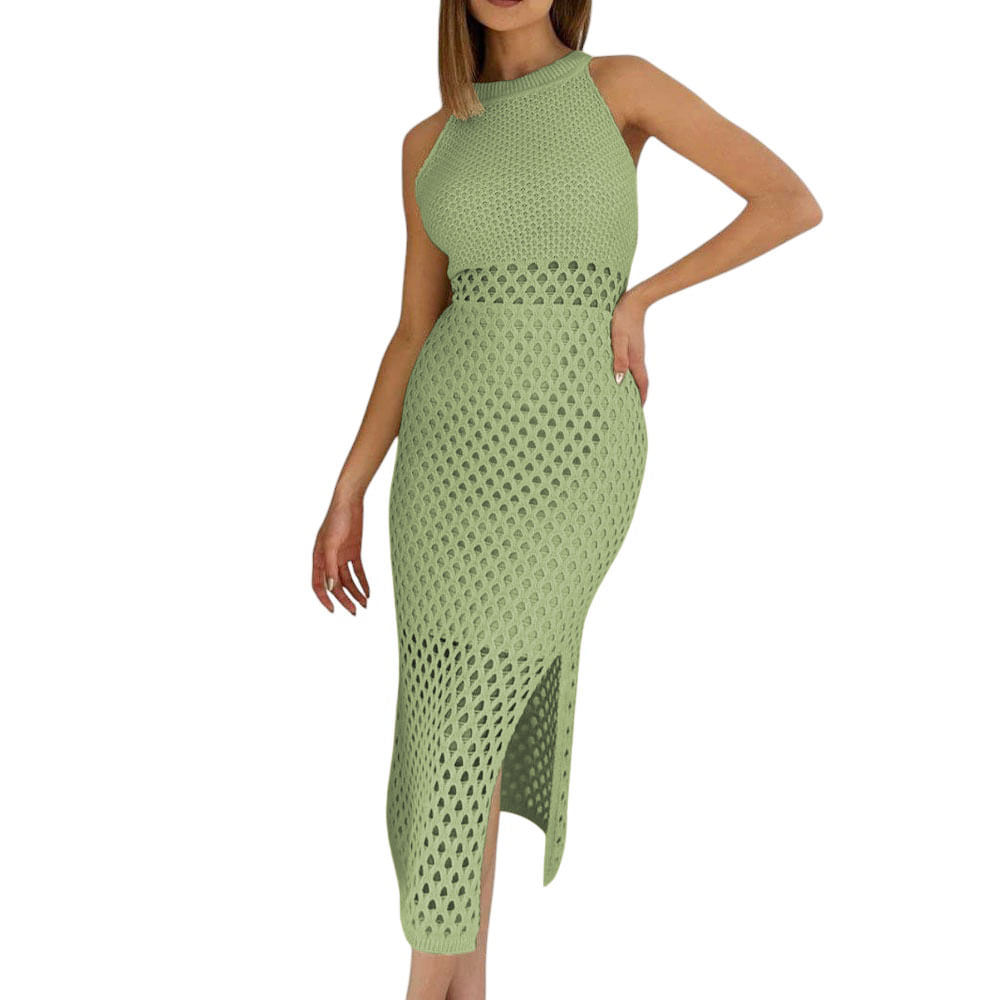 Vestido Minifalda De Tela Por Dentro Material Hilo Tacto 247 Mill-28 Color Verde