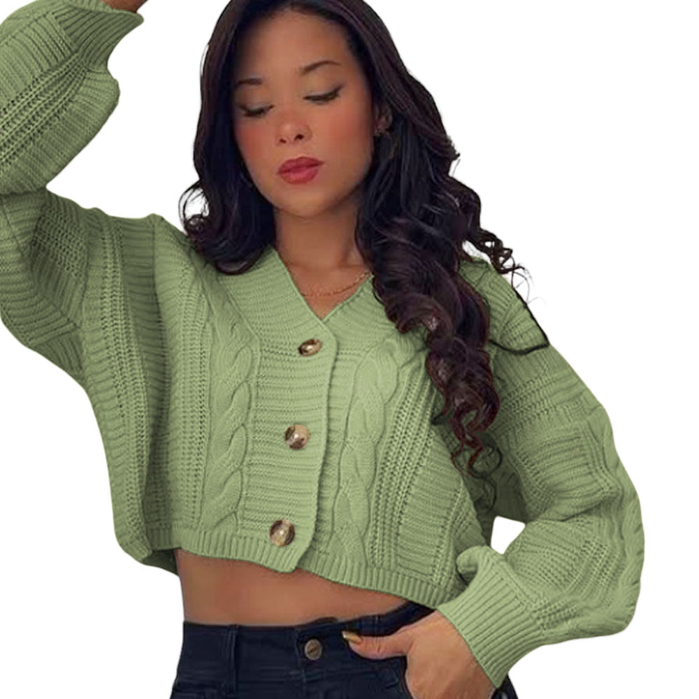 Chompa Mujer Hilo Trensa 359G-23 Color Verde