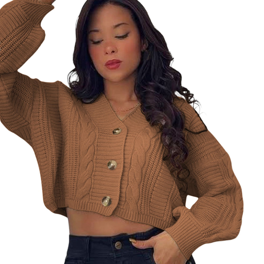 Chompa Mujer Hilo Trensa 359G-23 Color Beige