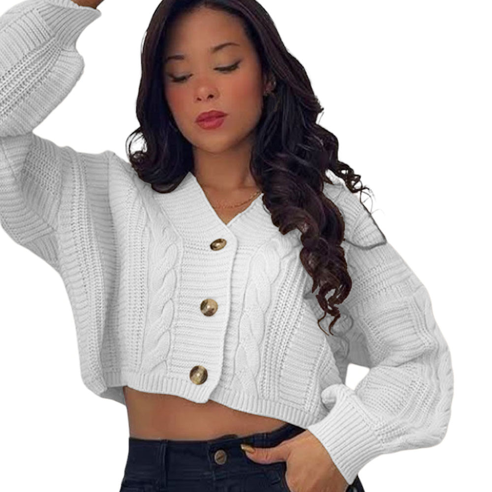 Chompa Mujer Hilo Trensa 359G-23 Color Perla